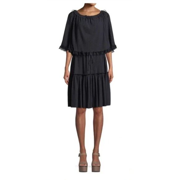 See By Chloe Dresses & Skirts - See by Chloe Gauzy Layered Tiered Shift Dress Ink Navy Blue Size S [jb]